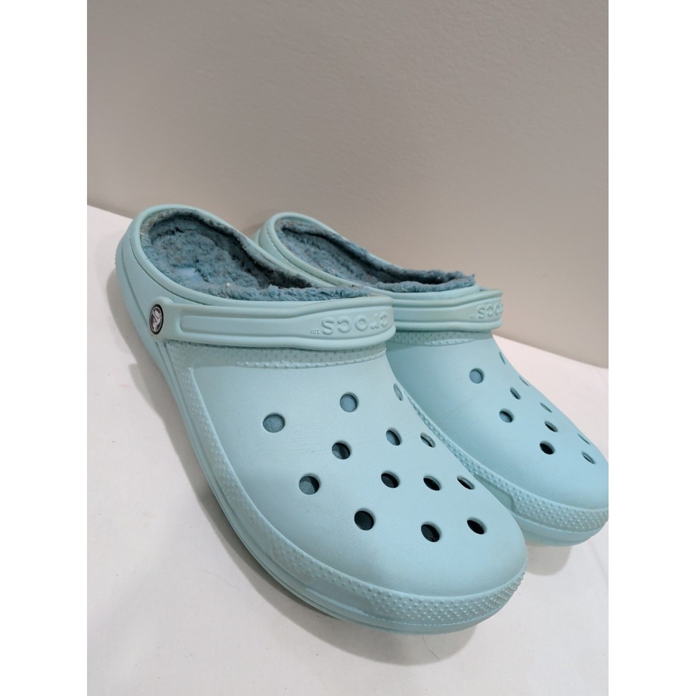 Crocs Classic Lined Clog Mineral Blue Men's Sz 14 Faux Fur Rubber Slip On